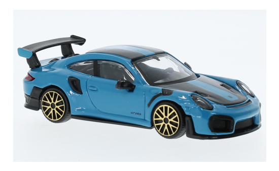 Bburago 18-30388BLUE Porsche 911 GT2 RS, blau/schwarz 1:43