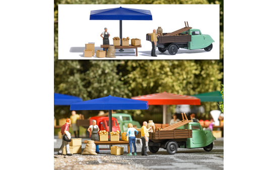 Busch 7914 A-Set: Marktstand Kartoffeln - Vorbestellung 1:87