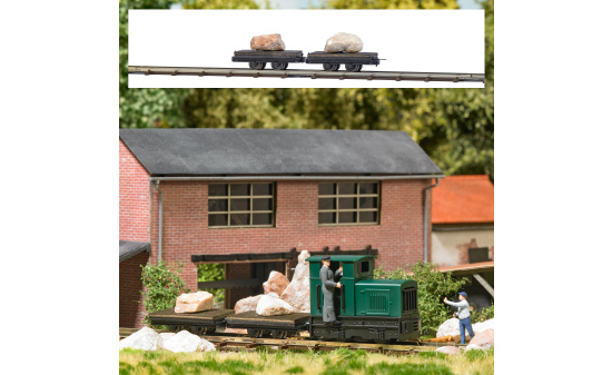 Busch 12235 2 Wagen mit Felsbrocken* - Vorbestellung 1:87