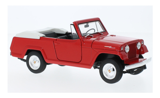 Welly 24117C-RED Jeep Jeepster Commando, rot 1:24