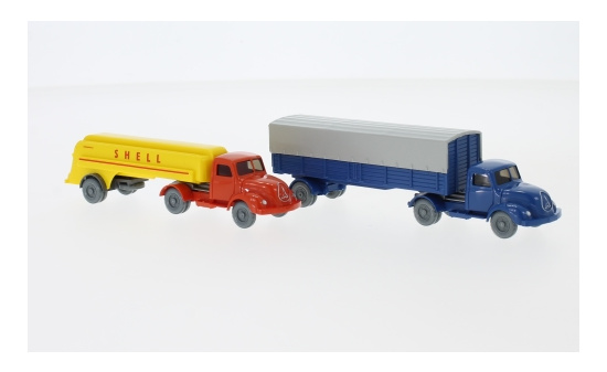 Wiking 230304 Set Große Marken - 2018 II: Nr.2, Magirus S 3500 Tanksattelzug und Pritschensattelzug 1:87