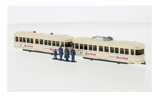 Wiking 238982 Set Wiking-Verkehrs-Modelle 84, Straßenbahn mit Anhänger und Figuren 1:87
