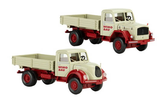 Wiking 251584 Magirus 2er Set: Pritschenkipper, Wimo Bau, 126D 11 AK und Mercur 120 AK, Serie 800 1:87