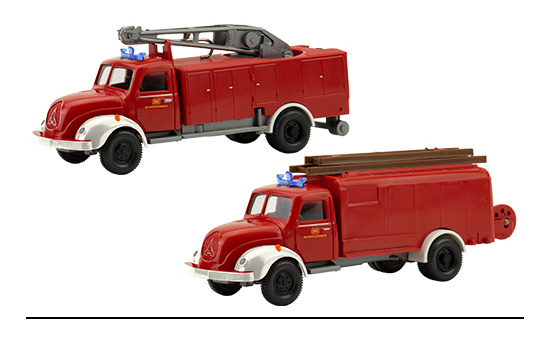 Wiking 251265 Set Edition Deutsche Bundesbahn Nr. 5, Bahnfeuerwehr, Magirus S 3500 Rüstwagen und Spritzenwagen 1:87