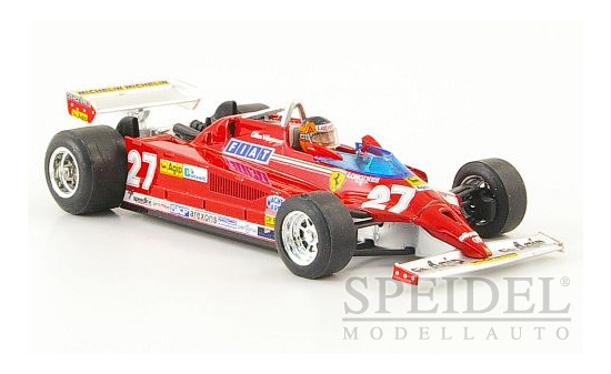 Brumm R367-CH Ferrari 126CK Turbo, No.27, Suderia Ferrari, Formel 1, GP Monte Carlo, mit Fahrerfigur, G.Villeneuve, 1981 1:43