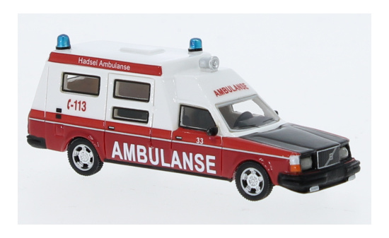 BoS-Models 87717 Volvo 265 Ambulance Norway, weiss/rot, 1985 1:87