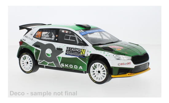 IXO 18RMC155B22 Skoda Fabia Rally2, No.24, Rallye WM, Rally Monte Carlo , N.Gryazin/K.Aleksandrov, 2023 - Vorbestellung 1:18