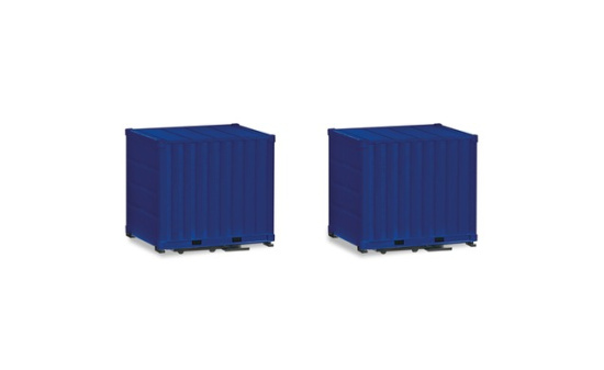 Herpa 053594-003 Zubehör 10ft Container mit Platte, ultramarinblau (THW) (2 Stück) - Vorbestellung 1:87