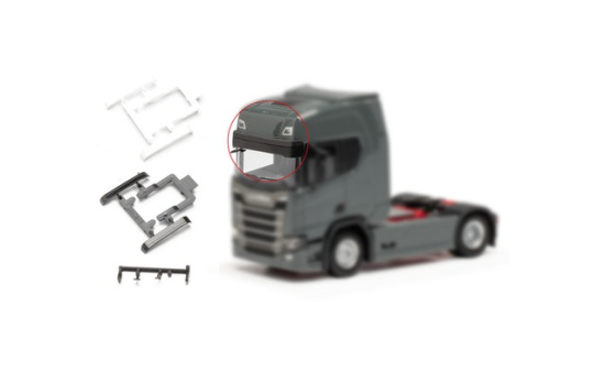 Herpa 054485 Zubehör: Sonnenblende groß, Scania CR/CS, 4x schwarz/4x weiß 1:87