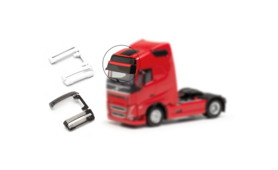 Herpa 054492 Zubehör Sonnenblende groß Volvo FH Gl. XL 4./5. Generation, 4xschwarz/4xweiß 1:87