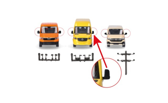 Herpa 054508 Zubehör: Spiegel-Set für Transporter (Mercedes-Benz Sprinter, VW Crafter/MAN TGE, VW T6.1), je 5 Stück 1:87