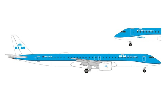 Herpa 536554-001 KLM Cityhopper Embraer E195-E2 1:500