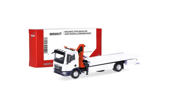 Herpa 014052 Herpa MiniKit: MAN TGM Plateau-Abschlepp-LKW mit Kran (1 Stück) - Vorbestellung 1:87