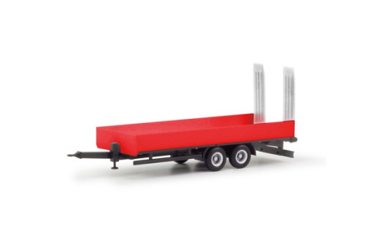 Herpa 076913-002 LKW Tiefladetandemanhänger mit Auffahrrampen 2achs, rot 1:87