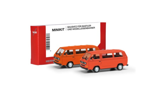 Herpa 013093-006 Herpa MiniKit: Volkswagen (VW) T3 Bus, leuchtrot und orange, 2 Stück - Vorbestellung 1:87