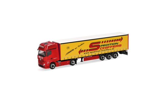 Herpa 319218 Mercedes-Benz Actros Gigaspace Gardinenplanen-Sattelzug 