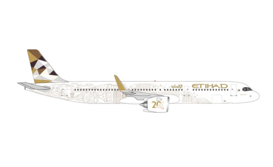Herpa 538473 Etihad Airways Airbus A321neo - 20th anniversary - A6-AEN - Vorbestellung 1:500