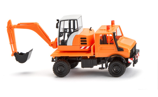 Wiking 064704 Unimog mit Bagger - kommunalorange 1:87