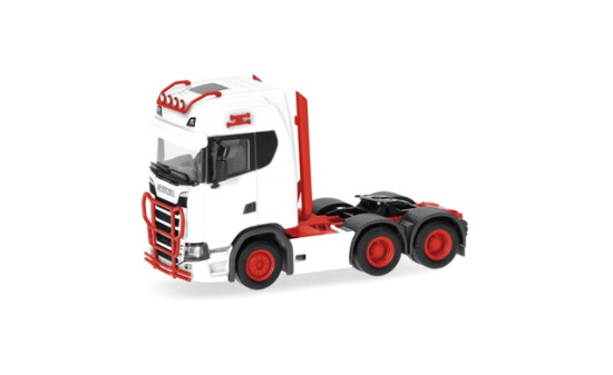 Herpa 314053-006 Scania CS 20 HD Zugmaschine 3achs (6x4), weiß/rot - Vorbestellung 1:87
