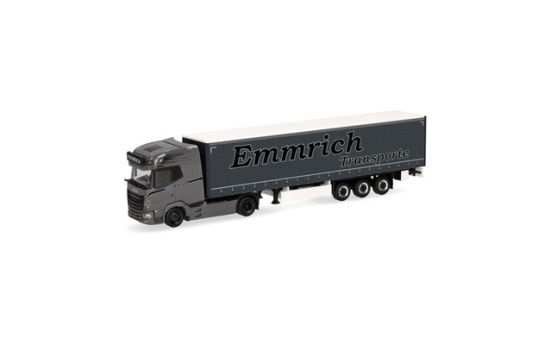 Herpa 320474 DAF XG+ Gardinenplanen-Sattelzug 