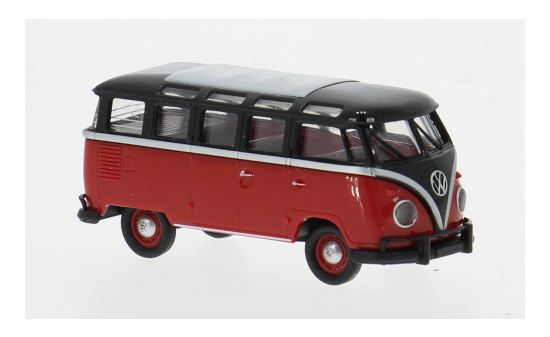 Brekina BRE31852 VW T1b Samba - schwarz , rot 1:87