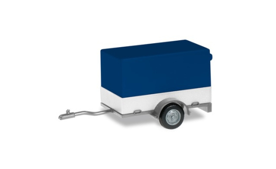 Herpa 051576-006 PKW Planenanhänger 1-achs, blau/weiß - Vorbestellung 1:87