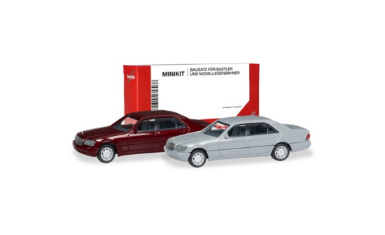 Herpa 012751-004 Herpa MiniKit: Mercedes-Benz S-Klasse W140, dunkelrot und grau - Vorbestellung 1:87