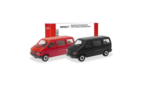 Herpa 012805-003 Herpa MiniKit: Volkswagen (VW) T4 Bus, rot und schwarz - Vorbestellung 1:87
