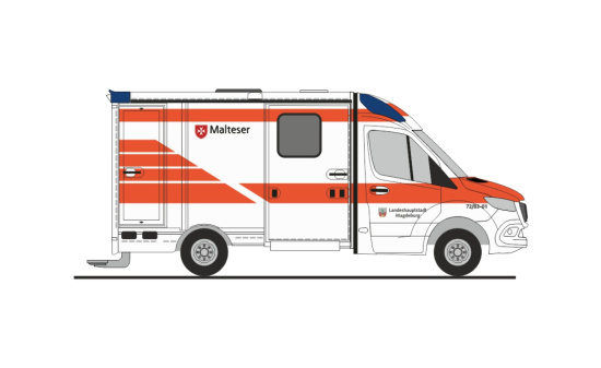 Rietze 76122 System Strobel RTW ´18 Malteser Magdeburg, 1:87 - Vorbestellung 
