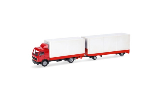 Herpa 321747 Herpa Basic: Mercedes-Benz NG Volumen-Hängerzug, rot/weiß - Vorbestellung 1:87