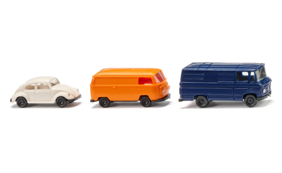 Wiking 090302 Ein Pkw und zwei Kastenwagen 1:160