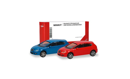 Herpa 013970-003 Herpa MiniKit: Seat Leon, verkehrsrot/verkehrsblau (2 Stück) - Vorbestellung 1:87