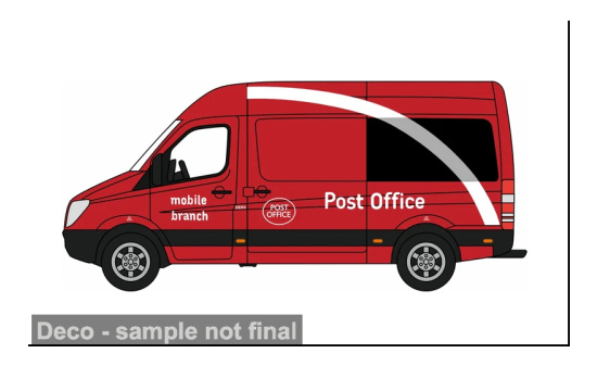 Oxford OXF76MSV009 Mercedes Sprinter - rot - Mobile Post Office - Vorbestellung 1:76