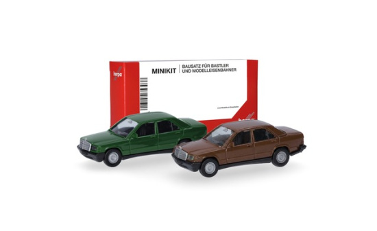 Herpa 012409-010 Herpa MiniKit: Mercedes-Benz 190, achatgrün und braunmaron (2 Stück) - Vorbestellung 1:87