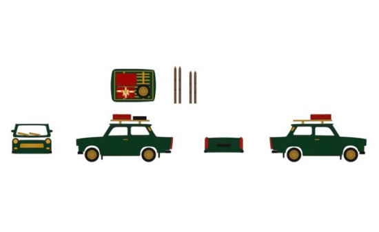 Herpa 963992 Trabant 601 Limousine mit Dachträger mit Koffern und Ski Weihnachten - Vorbestellung 1:87