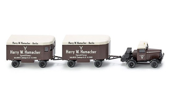 Wiking 085101 Hanomag ST 100 mit zwei Möbelanhängern 1:87