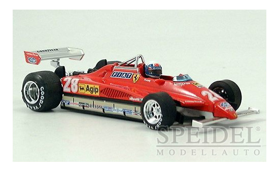 Brumm R268-CH Ferrari 126 C2 Turbo, No.28, Formel 1, GP San Marino, mit Fahrerfigur, D.Pironi, 1982 1:43