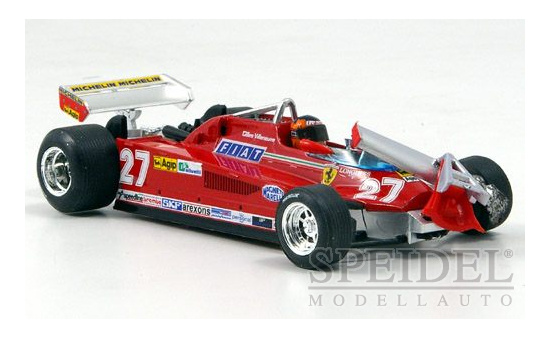 Brumm R437-CH Ferrari 126 CK Turbo, No.27, Scuderia Ferrari, Formel 1, GP Kanada, mit Fahrerfigur, Runde 55-56, G.Villeneuve, 1981 1:43
