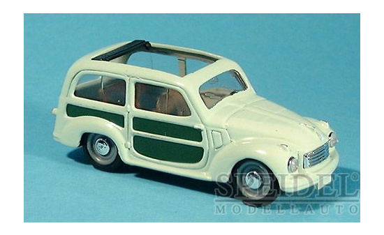 Brumm R028-01 Fiat 500C Belvedere, hellgrün/grau, Faltdach geöffnet, 1951 1:43