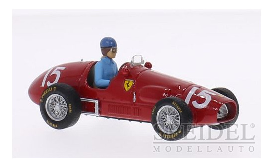 Brumm R035-CH Ferrari 500 F2, No.15, Scuderia Ferrari, Formel 2, GP Großbritannien, mit Fahrerfigur, A.Ascari, 1952 1:43