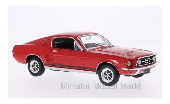 Welly 22522RED Ford Mustang GT Fastback, rot, 1967 1:24