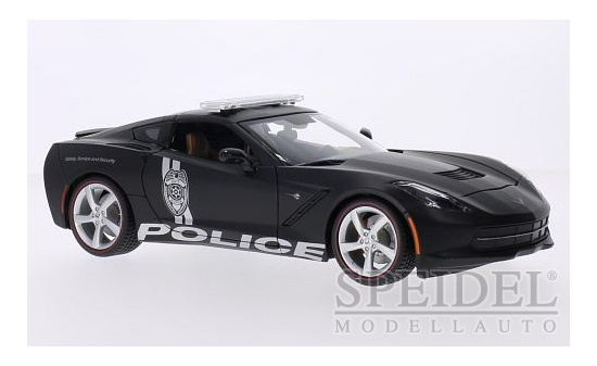 Maisto 536212 Chevrolet Corvette (C7) Stingray, matt-schwarz,  Police, 2014 1:18