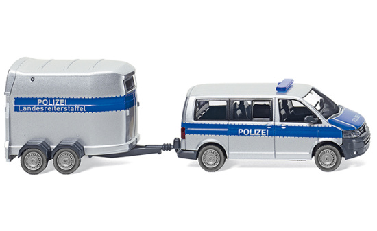 Wiking 030807 Polizei - VW T5 GP Multivan mit Pferdeanhänger 1:87