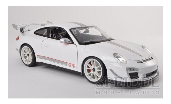 Bburago 18-11036WHITE Porsche 911 GT3 RS 4.0 (997/II), weiss/Dekor, 2011 1:18