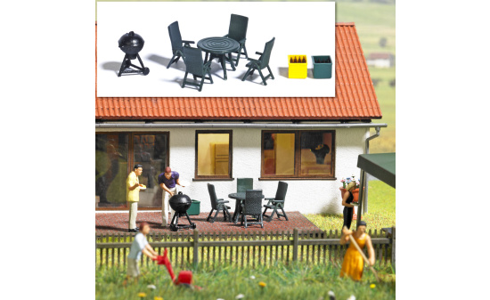 Busch 1190 Gartenmöbel & Grill - Vorbestellung 1:87