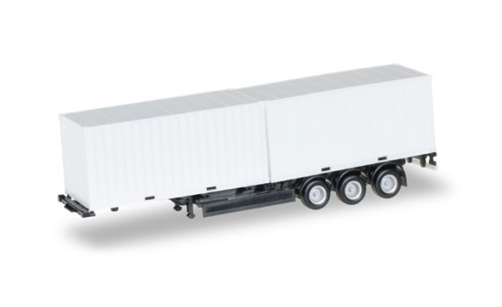 Herpa 076494-002 40 ft. Containerchassis Krone mit 2 x 20 ft. Container, Chassis schwarz 1:87
