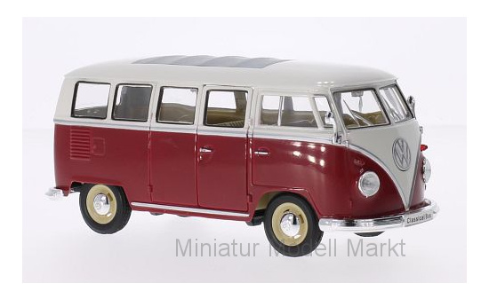 Welly 22095REDWHITE VW T1 Bus , rot/weiss, 1963 1:24