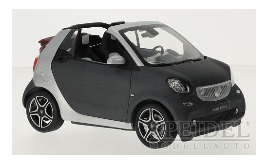 Norev B66960290 Smart fortwo Cabrio (A453), matt-dunkelgrau/silber, Softtop liegt bei 1:18