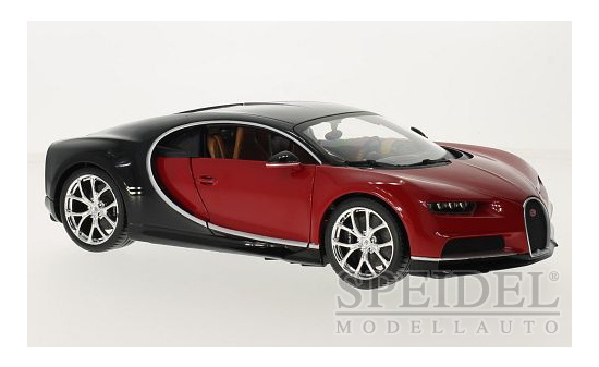 Bburago 18-11040REDBLACK Bugatti Chiron, rot/schwarz 1:18