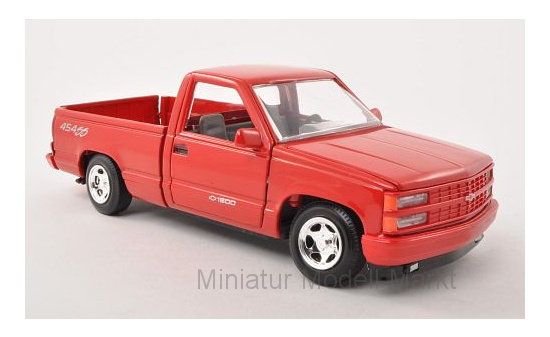 Motormax 73203RED Chevrolet 1500 Pick Up 454 SS, rot, ohne Vitrine, 1992 1:24